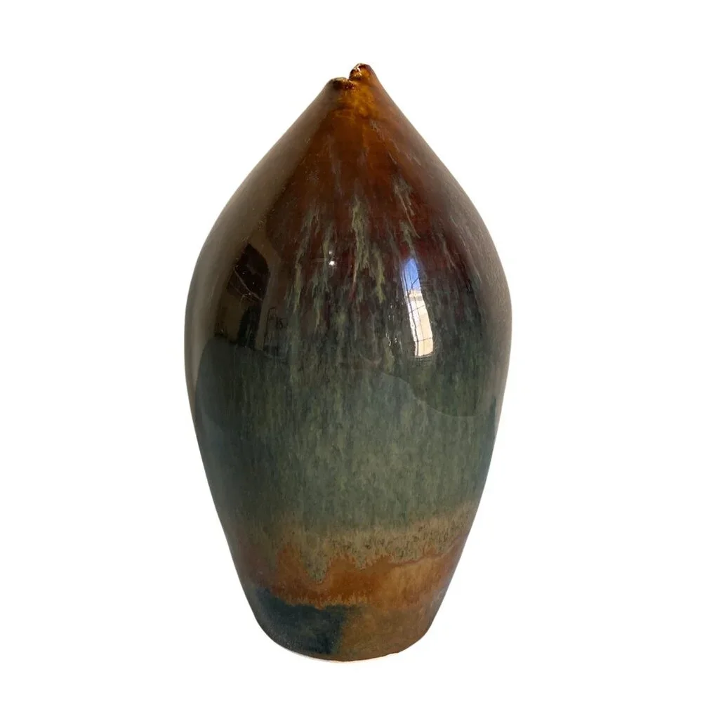 Vintage Studio Pottery Vase With Intentional Chips At Opening Bud Vase